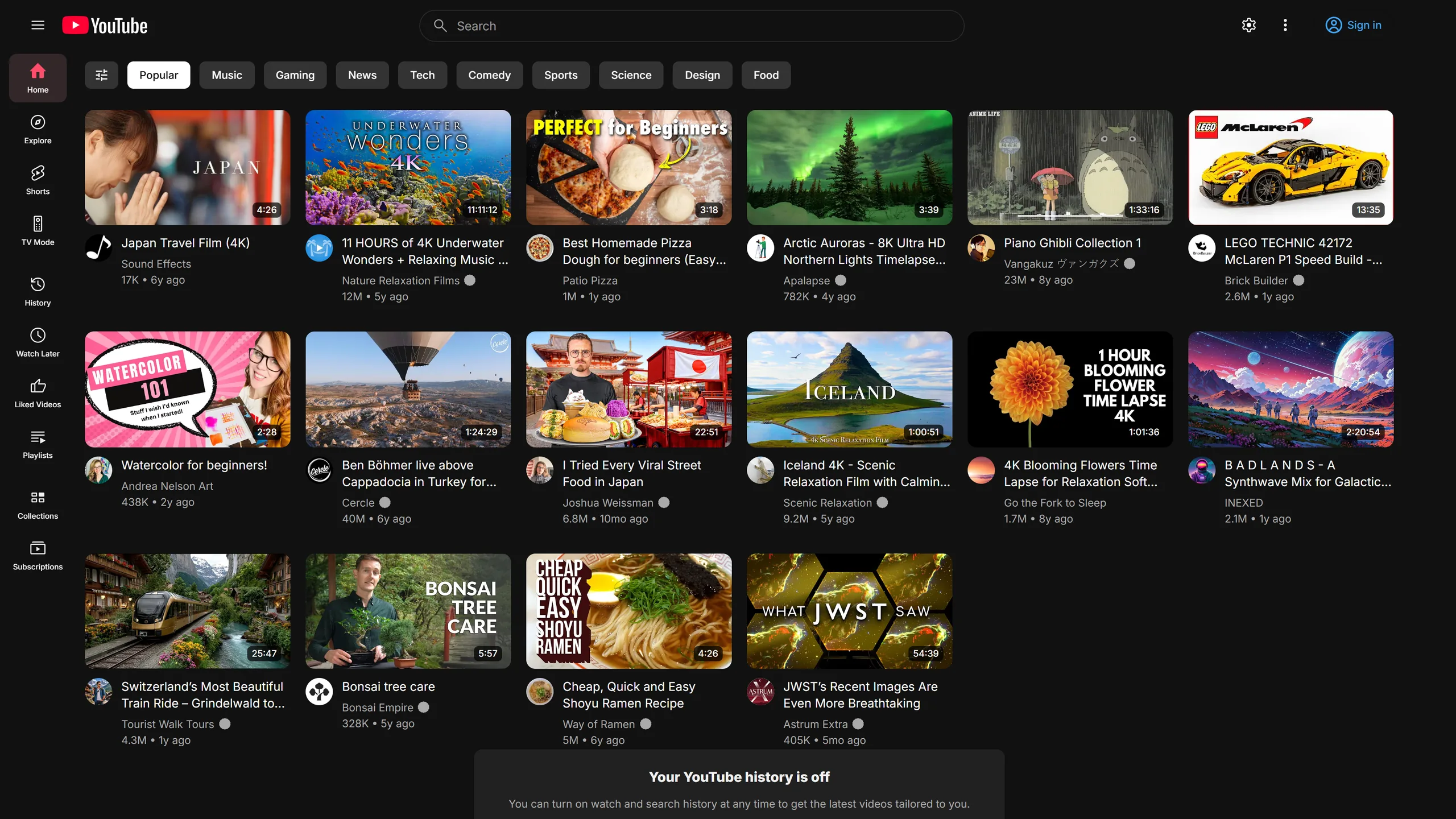 Home set to six columns: six smaller thumbnails per row, with the sidebar as an icon rail.